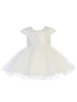 Tip Top Kids Baby Girls Ivory Criss Cross Sequin Pearls Flower Girl Dress 6-24M - SophiasStyle.com